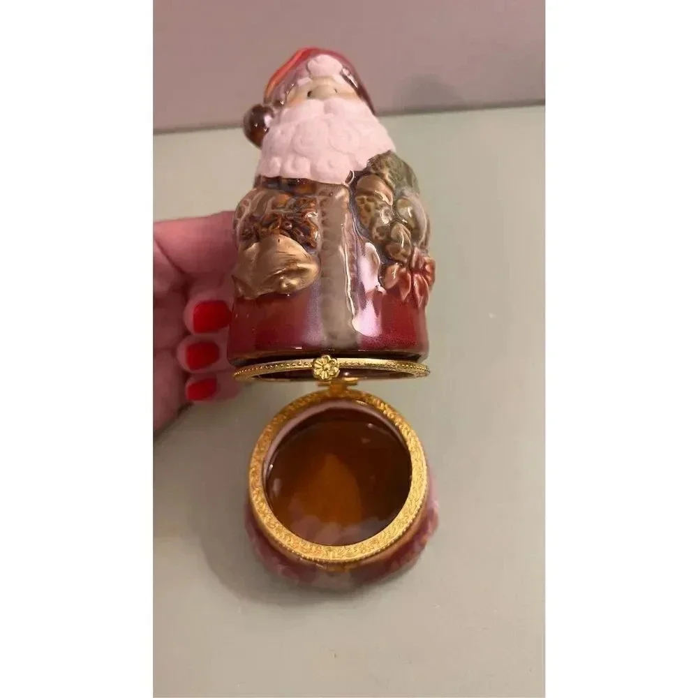 Old World Santa‎ Clause Porcelain Hinged Trinket Box Christmas Holidays